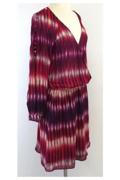 Parker - Purple, Red & Green Silk Striped Dress Sz L