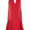 Parker - Red Satin Key Hole Sleeveless Dress Sz XS