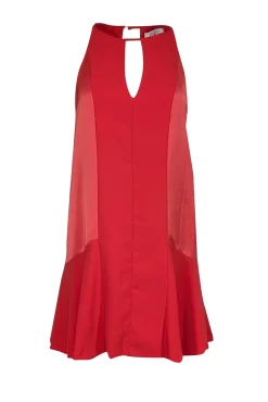 Parker - Red Satin Key Hole Sleeveless Dress Sz XS
