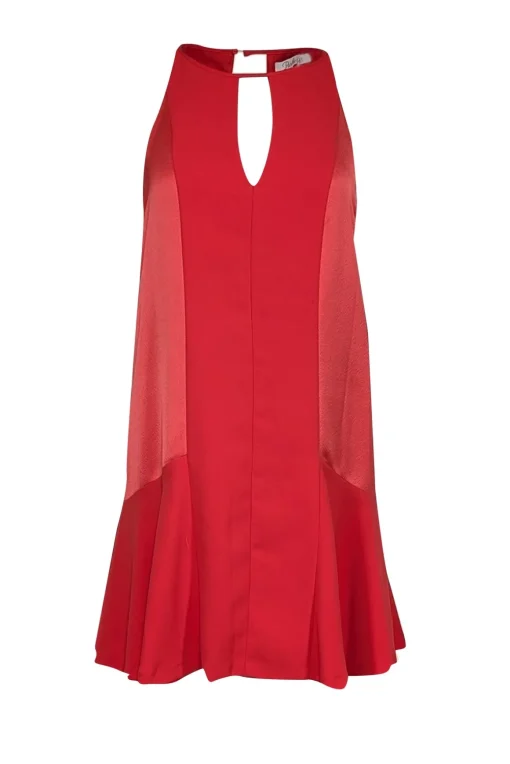 Parker - Red Satin Key Hole Sleeveless Dress Sz XS