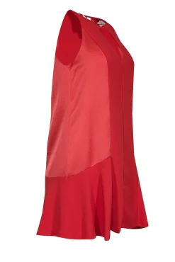 Parker - Red Satin Key Hole Sleeveless Dress Sz XS