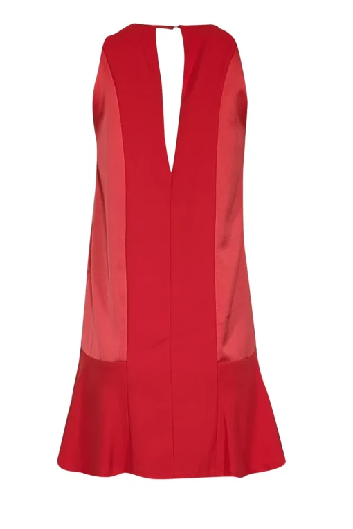Parker - Red Satin Key Hole Sleeveless Dress Sz XS