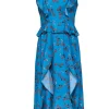 Parker - Robin’s Egg Blue & Orange Floral Ruffled "Prairie" Maxi Dress Sz M