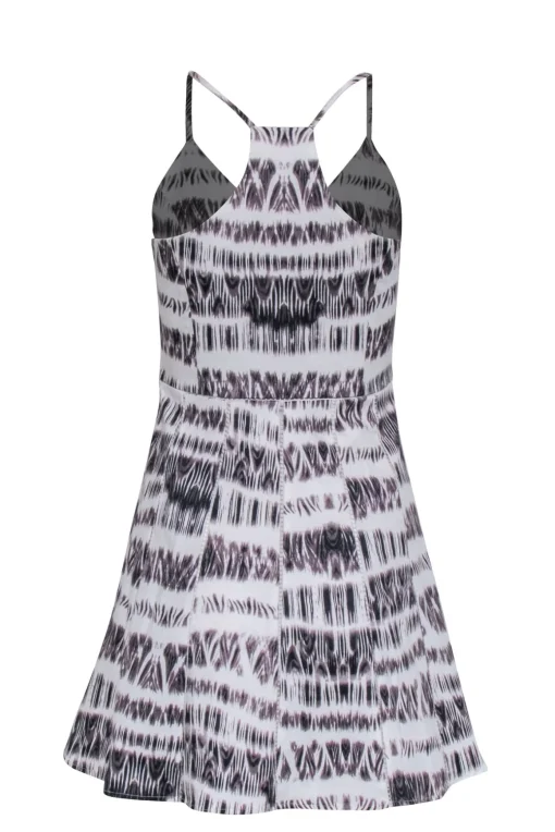 Parker - White & Grey Print Sleeveless Dress Sz S