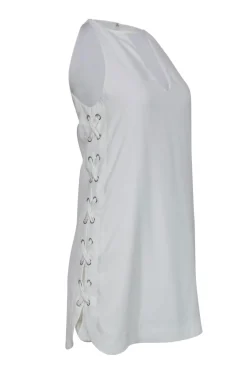 Parker - White Lace-Up Side Shift Dress Sz XS