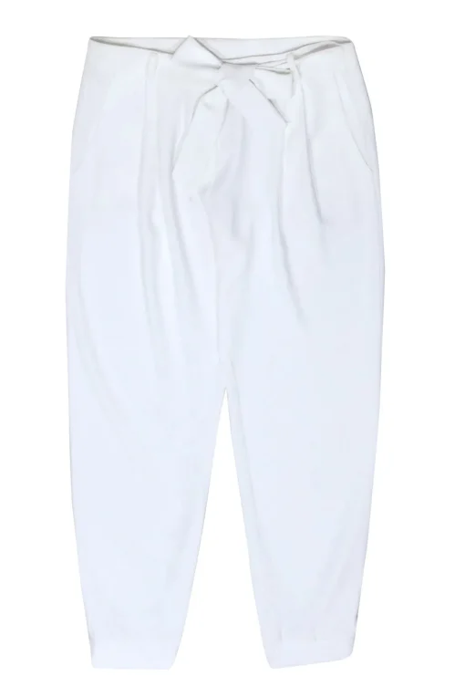 Parker - White Tailored Pants w/ Sash Sz 6