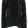 Patrizia Pepe - Black Wool Blend Sweater w/ Feathered, Beaded & Sequin Fringe Sz 2