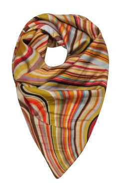 Paul Smith - Mod Multicolor Striped Wavy Print Silk Scarf
