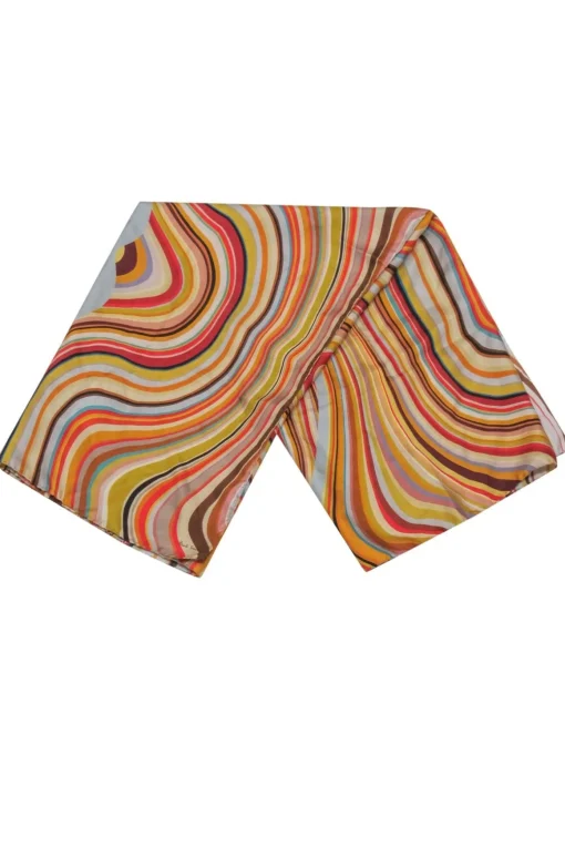 Paul Smith - Mod Multicolor Striped Wavy Print Silk Scarf