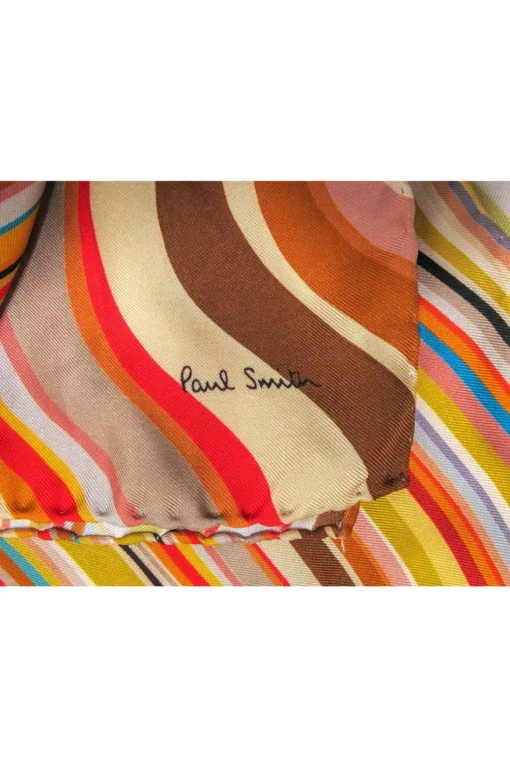Paul Smith - Mod Multicolor Striped Wavy Print Silk Scarf