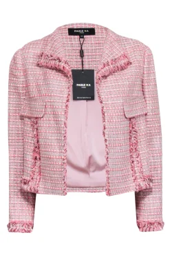 Paule Ka - Pink Tweed Open Front Jacket Sz 10