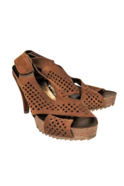 Pedro Garcia - Brown Heels w/ Circle Cutouts Sz 7.5