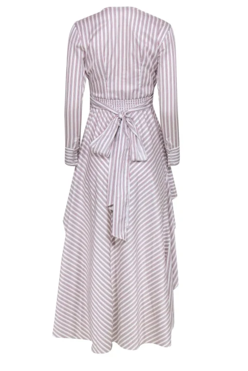 Petrsyn - White High-Low Blouse w/ Multi-Color Stripes Sz XS