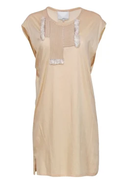 3.1 Phillip Lim - Beige Cotton Blend Shift Dress w/ Woven Front Design Sz M