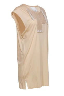 3.1 Phillip Lim - Beige Cotton Blend Shift Dress w/ Woven Front Design Sz M