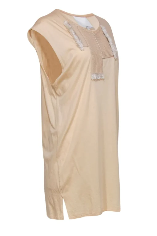3.1 Phillip Lim - Beige Cotton Blend Shift Dress w/ Woven Front Design Sz M