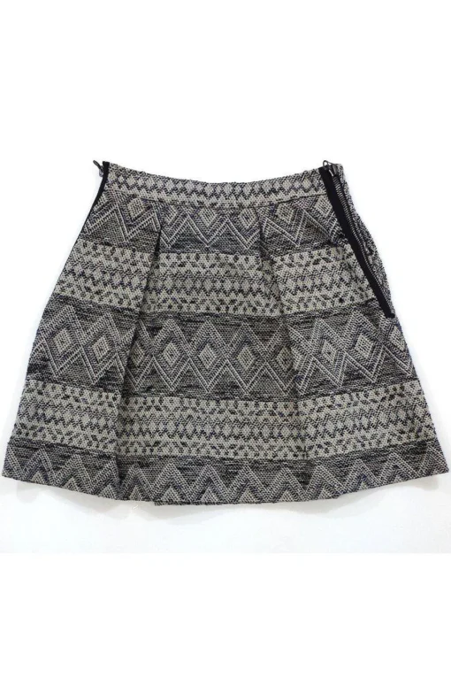 3.1 Phillip Lim - Black & Cream Tribal Print Pleated Skirt Sz 6