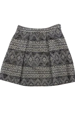3.1 Phillip Lim - Black & Cream Tribal Print Pleated Skirt Sz 6
