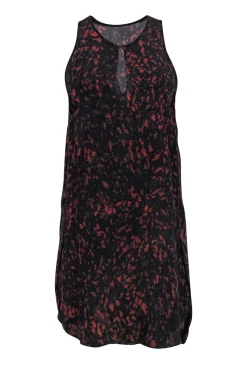 3.1 Phillip Lim - Black & Orange Sleeveless Silk Shift Dress w/ Keyhole Cutout Sz 4