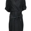 3.1 Phillip Lim - Black Linen Crop Sleeve Dress Sz 4