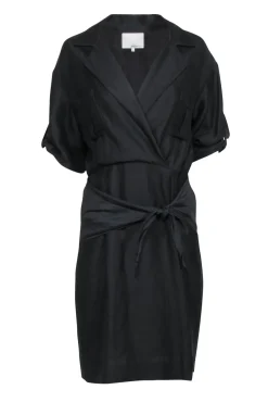 3.1 Phillip Lim - Black Linen Crop Sleeve Dress Sz 4