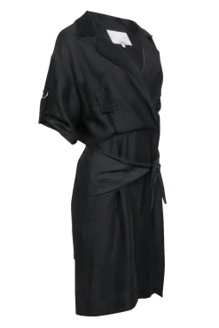 3.1 Phillip Lim - Black Linen Crop Sleeve Dress Sz 4