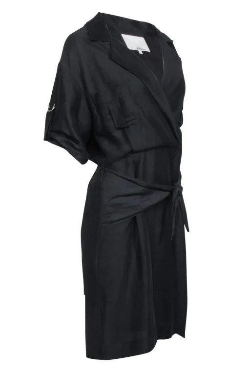 3.1 Phillip Lim - Black Linen Crop Sleeve Dress Sz 4