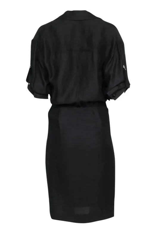 3.1 Phillip Lim - Black Linen Crop Sleeve Dress Sz 4