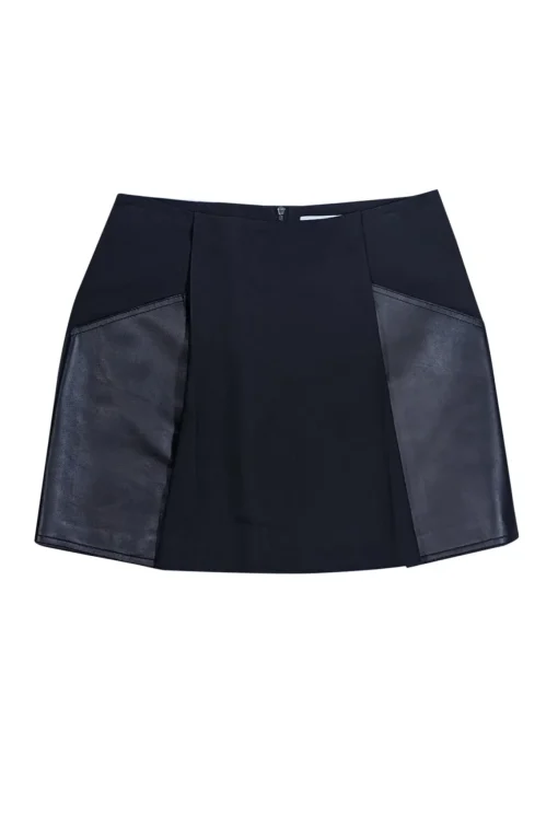 3.1 Phillip Lim - Black Mini Skirt w/ Leather Panels Sz 4