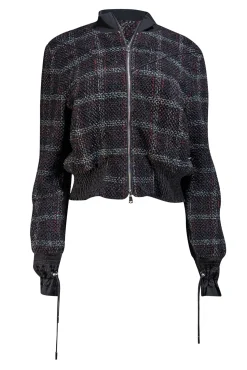 3.1 Phillip Lim - Black, Red, & Grey Textured Tweed Bomber Jacket Sz 6
