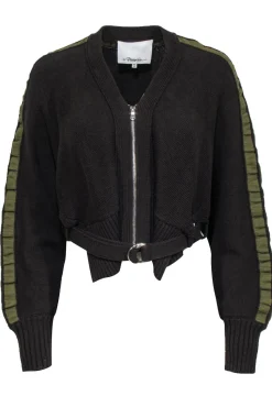 3.1 Phillip Lim - Brown Crop Sweater w/ Green Trim Sz XS