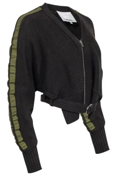 3.1 Phillip Lim - Brown Crop Sweater w/ Green Trim Sz XS