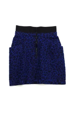 3.1 Phillip Lim - Cobalt Blue & Black Cheetah Print Skirt Sz 4