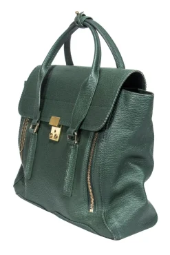 3.1 Phillip Lim - Green Textured Large Leather Satchel