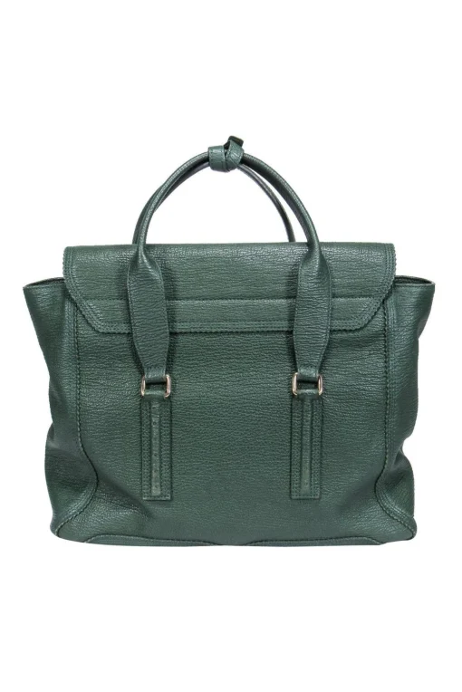 3.1 Phillip Lim - Green Textured Large Leather Satchel