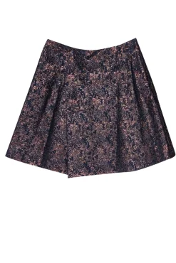 3.1 Phillip Lim - Navy & Bronze Brocade Faux Wrap Skirt Sz 6