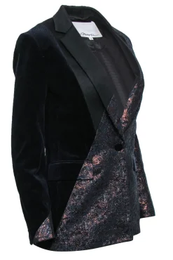 3.1 Phillip Lim - Navy & Gold Jacquard & Corduroy Blazer Sz 0