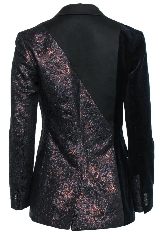 3.1 Phillip Lim - Navy & Gold Jacquard & Corduroy Blazer Sz 0