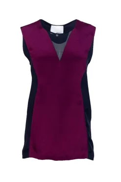 3.1 Phillip Lim - Navy & Purple Silk Sleeveless Top Sz 6