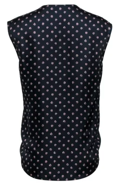 3.1 Phillip Lim - Navy Silk Crossover Tank w/ Chainlink Print Sz 4