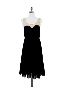 3.1 Phillip Lim - Nude & Black Silk Dress w/ Embellished Waist Sz 0