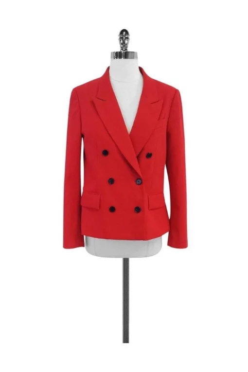 3.1 Phillip Lim - Red Cotton Blend Double Breasted Blazer Sz 6
