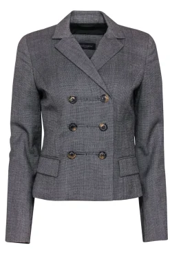 Piazza Sempione - Black Houndstooth Wool Double Breasted Blazer Sz 6