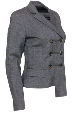 Piazza Sempione - Black Houndstooth Wool Double Breasted Blazer Sz 6