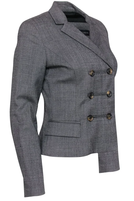 Piazza Sempione - Black Houndstooth Wool Double Breasted Blazer Sz 6