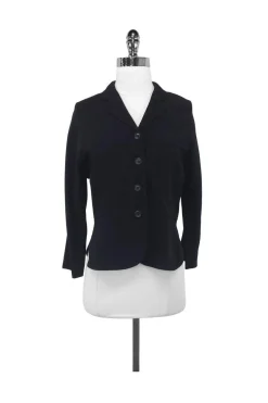 Piazza Sempione - Black Wool & Silk Blend Lightweight Blazer Sz 8