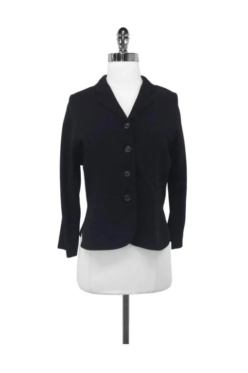 Piazza Sempione - Black Wool & Silk Blend Lightweight Blazer Sz 8