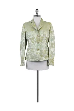 Piazza Sempione - Green Baroque Print Cotton Blend Blazer Sz 6