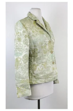 Piazza Sempione - Green Baroque Print Cotton Blend Blazer Sz 6