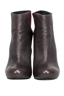 Pierre Hardy - Brown, Black & Maroon Color Block Heeled Booties Sz 8
